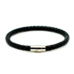 Чёрный мужской браслет из натуральной плетёной кожи с магнитным замком TRONIN N-54BL