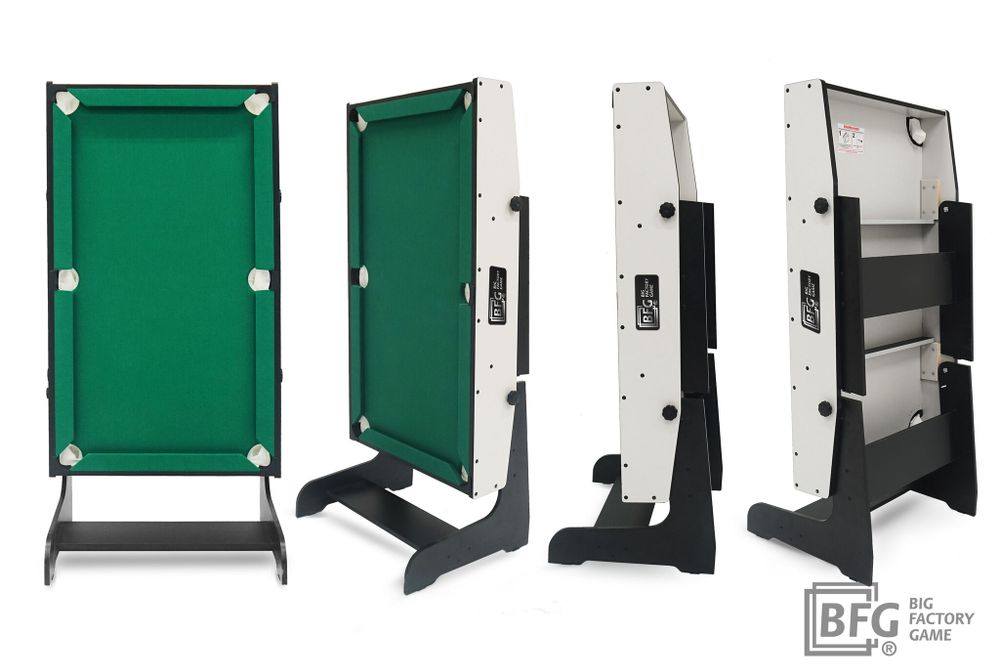 Бильярд BFG Compact Moby 4 (Стандарт) (Пул, серый/черный (ЛДСП), ЛДСП_16, Сукно Euro Pro 30 ш1.98м, Х/б сетка)