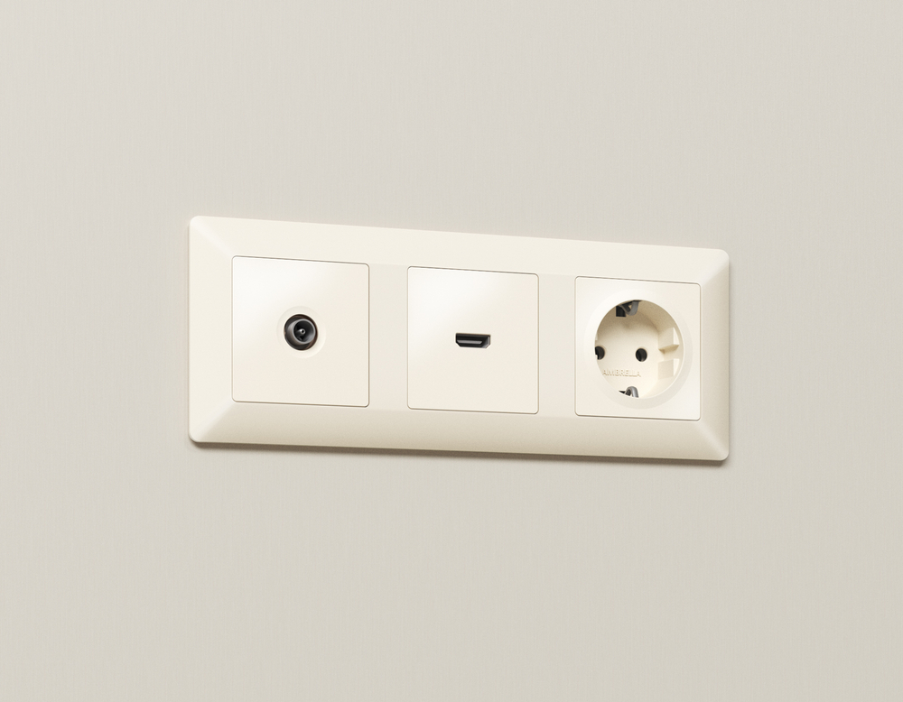 MA333030 Комплект механизма TV розетки проходной ALFA Бежевый матовый 5-1000 MHz 4dB QUANT (AP3330, VM211)