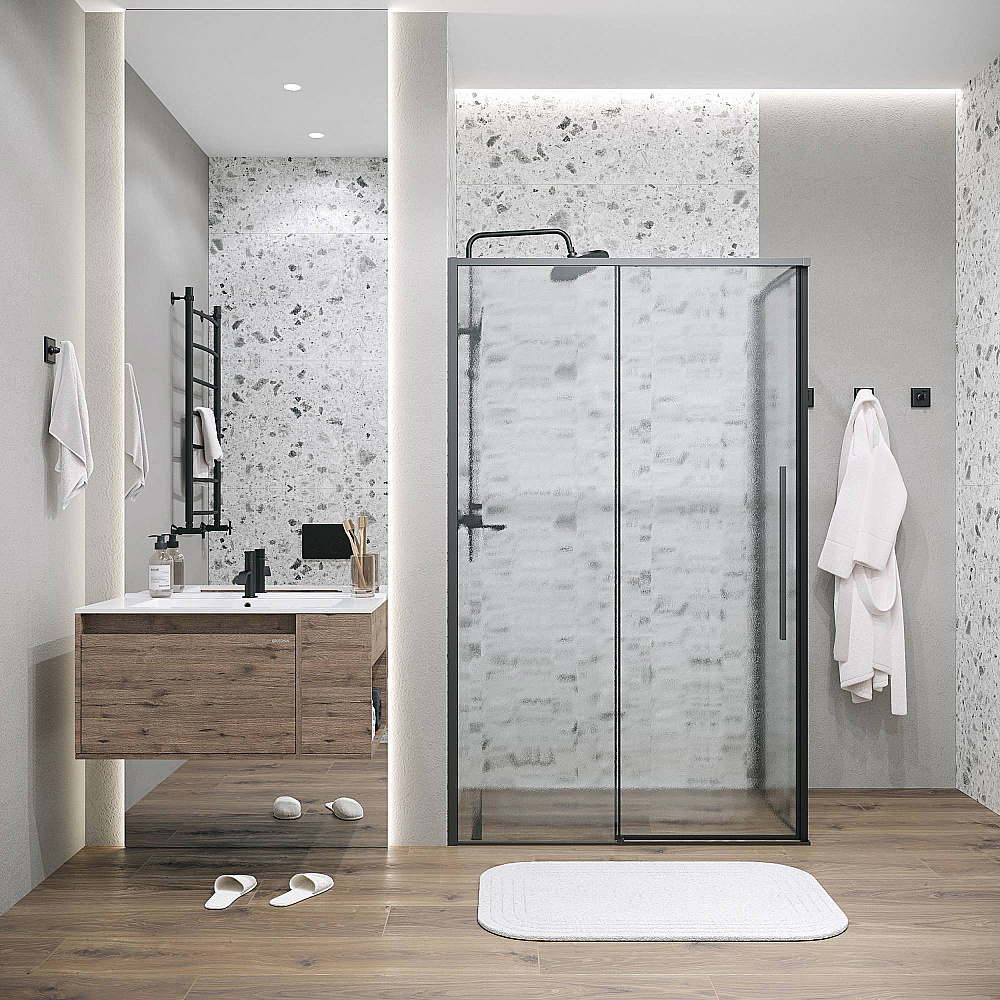 Душевой уголок Grossman Galaxy 120х80 120.K33.01.1280.21.02 стекло шиншилла/профиль черный матовый
