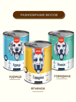 Wanpy Dog Консервы для собак из говядины, 375 г