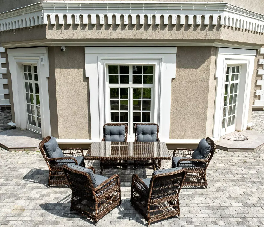 "Цесена" обеденная группа плетеная из искусственного ротанга, цвет коричневый