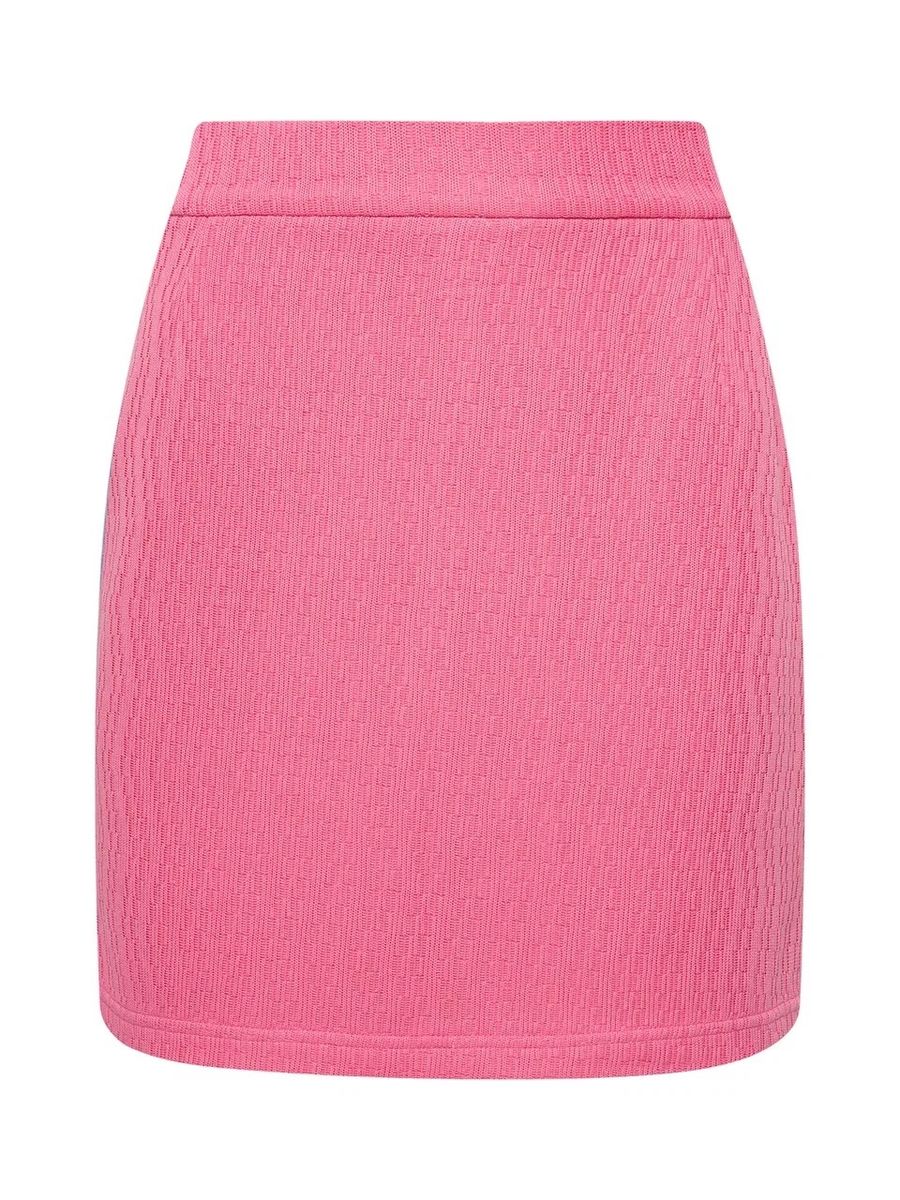Юбка из фактурного трикотажа мини ярко розовая