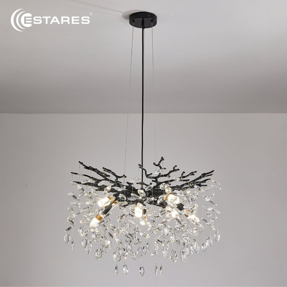 Люстра ROXANA 55 E14х8 R-600x1200-BLACK/CRYSTAL-220-IP20