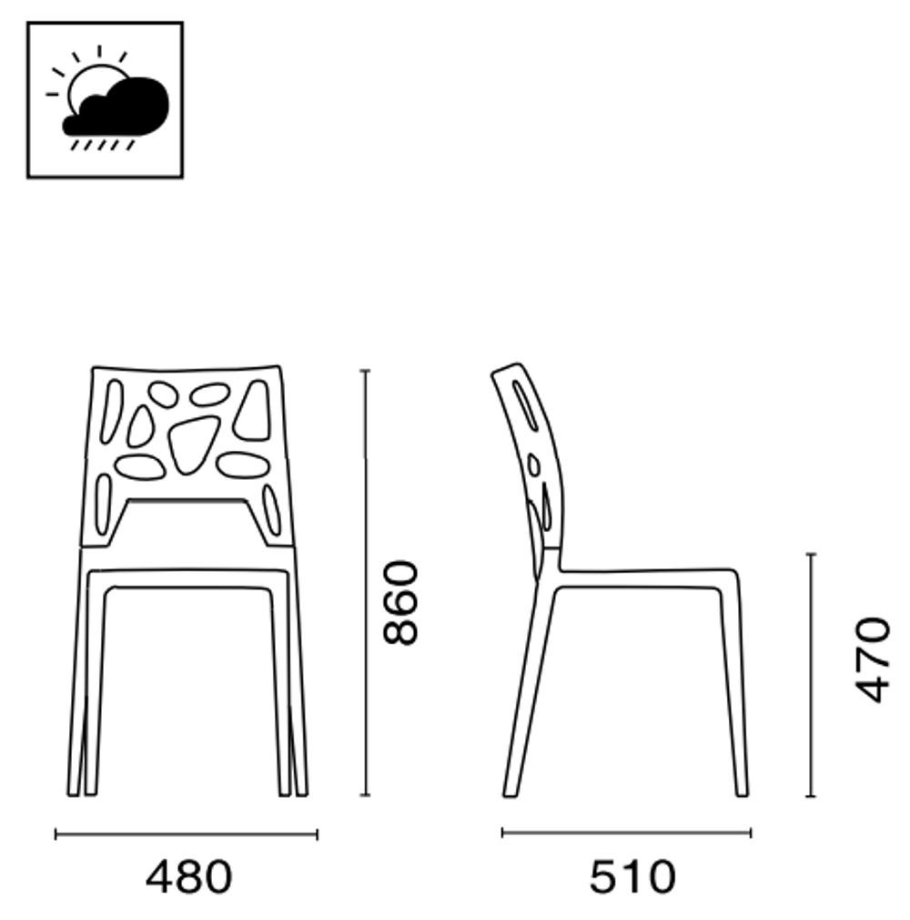 Стул пластиковый Papatya Ego-Rock, антрацит, оранжевый