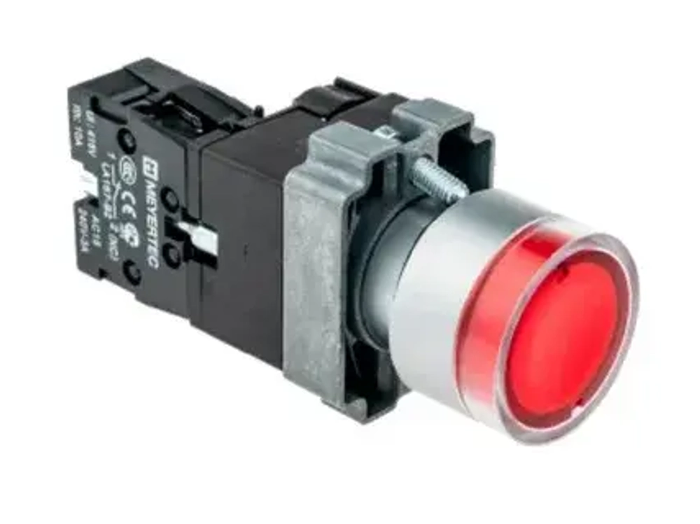 Кнопка с LED подсветкой,красная 220V,AC/DC,1NС, мет.МТВ2-BW3463арт.54252