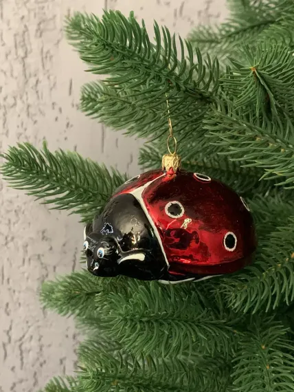 Елочное украшение Божья коровка большая, стекло, Витус (59155)