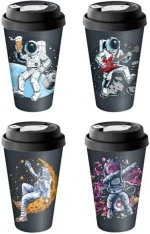 Стакан с крышкой 550мл с декором с клапаном (черный) 223104030/01