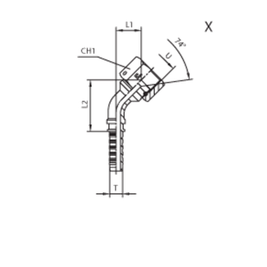 Фитинг DN 50 JIC (Г) 2.1/2 (45) (штифтованная гайка)