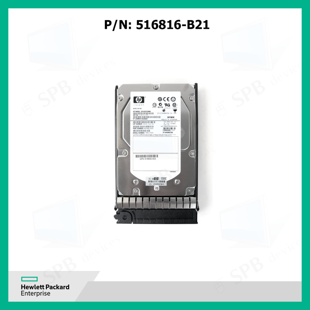 Жесткий диск для сервера HP 450GB hot-swap dual-port SAS hard disk drive - 15,000 RPM, 6Gb/sec transfer rate, 3.5-inch large form factor (LFF) 516816-B21