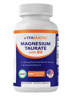 Vitamatic Magnesium Taurate 180 капсул , Магний таурат + B6 !!!Срок 08.2025