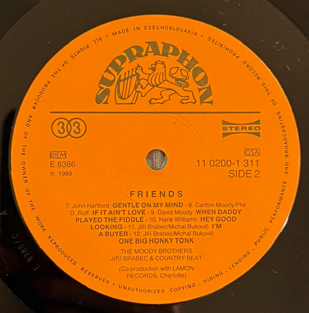 Виниловая пластинка The Moody Brothers с Иржи Брабецем и Country Beat – Друзья LP