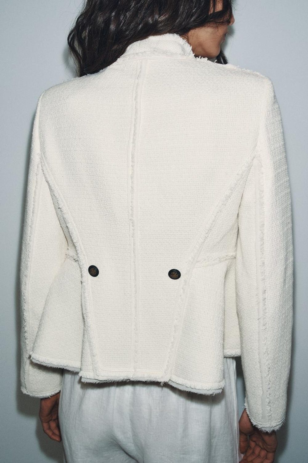 ZARA БЛЕЙЗЕР С БАСКОЙ И БАХРОМОЙ — ZW COLLECTION, ЭКРЮ