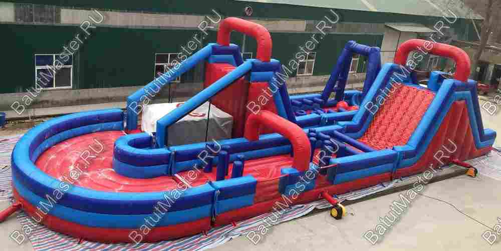 Надувная спортивная полоса препятствий "Веселое испытание" 13,1*8,6*5,8 м