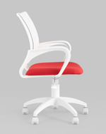 Кресло офисное Topchairs ST-BASIC-W спинка белая сетка сиденье красная ткань крестовина белый пластик