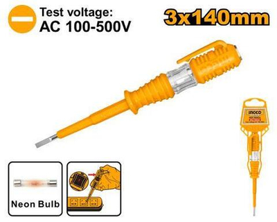 Отвертка индикаторная 3х140мм АС 100-500В INGCO HSDT1408