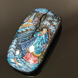 Мышь беспроводная, с ручной росписью Палех "Снегурочка" N4