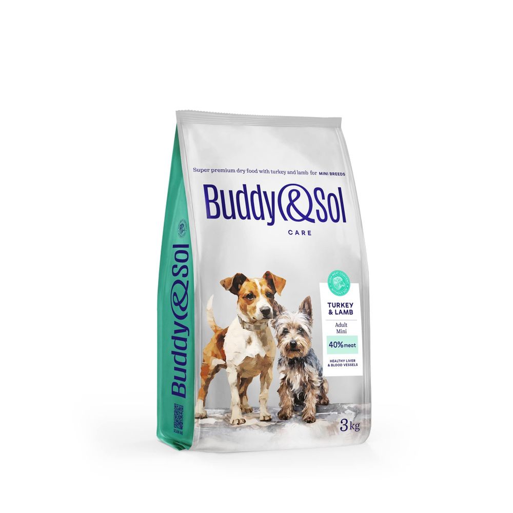 Сухой корм Buddy&amp;Sol CARE ADULT MINI с индейкой и ягненком для взрослых собак мелких пород 3 кг
