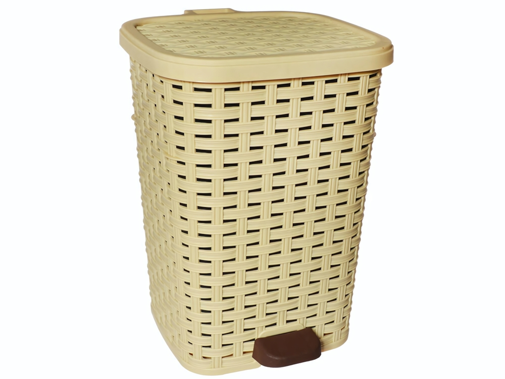 Ведро для мусора 12л с педалью "Плетеное", цвет микс