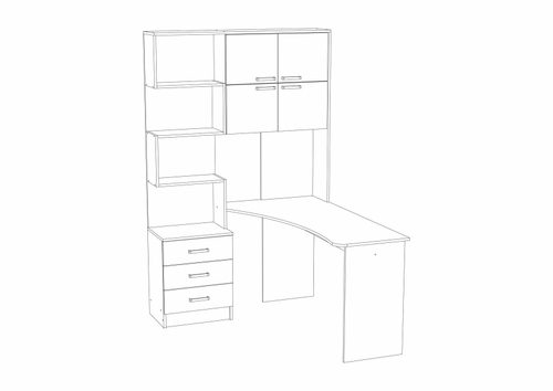 Компьютерный стол №1 Правый (1280х2000х1450мм)