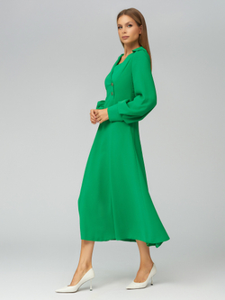 Платье с объемным рукавом и имитацией запаха