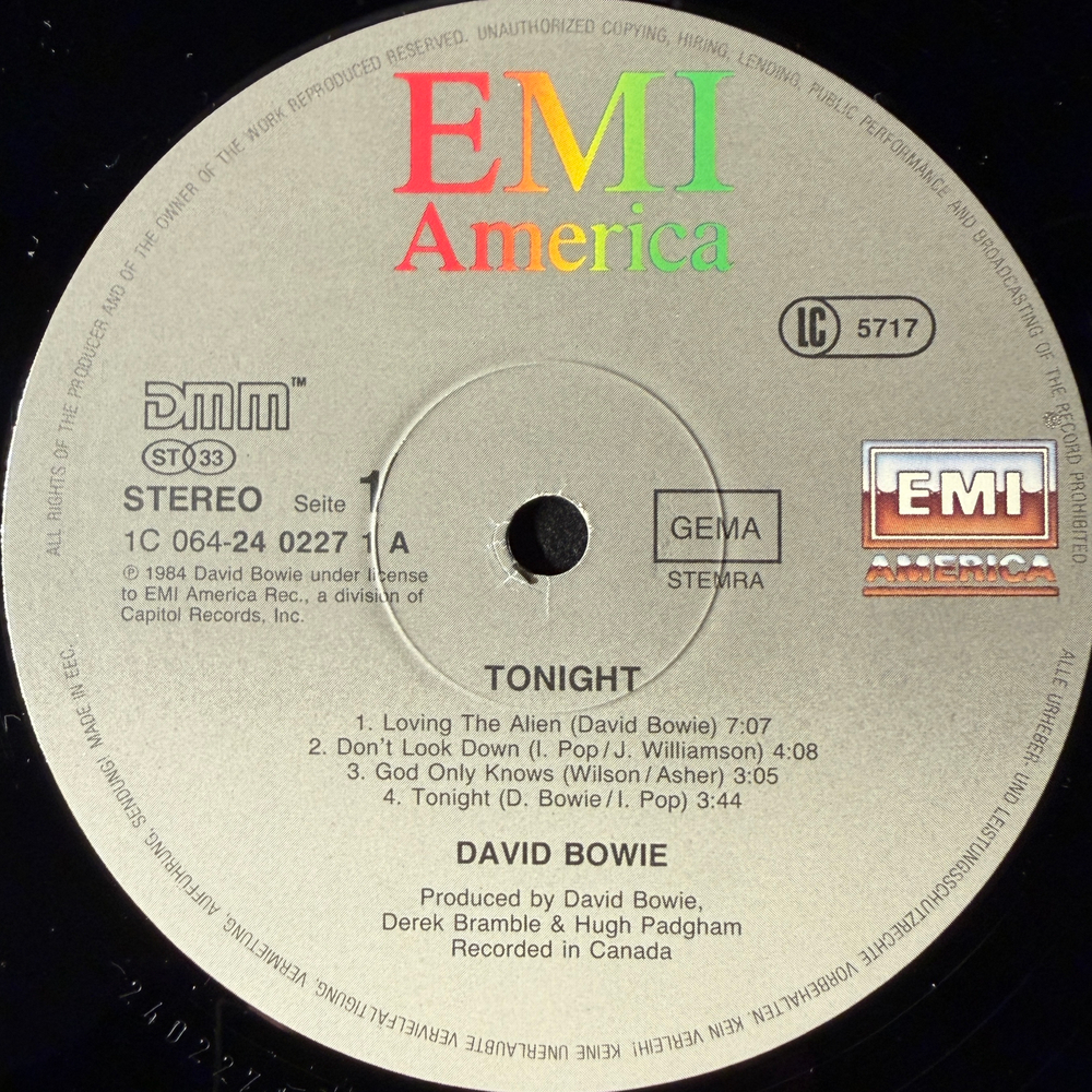 David Bowie - Tonight (Европа 1984г.)