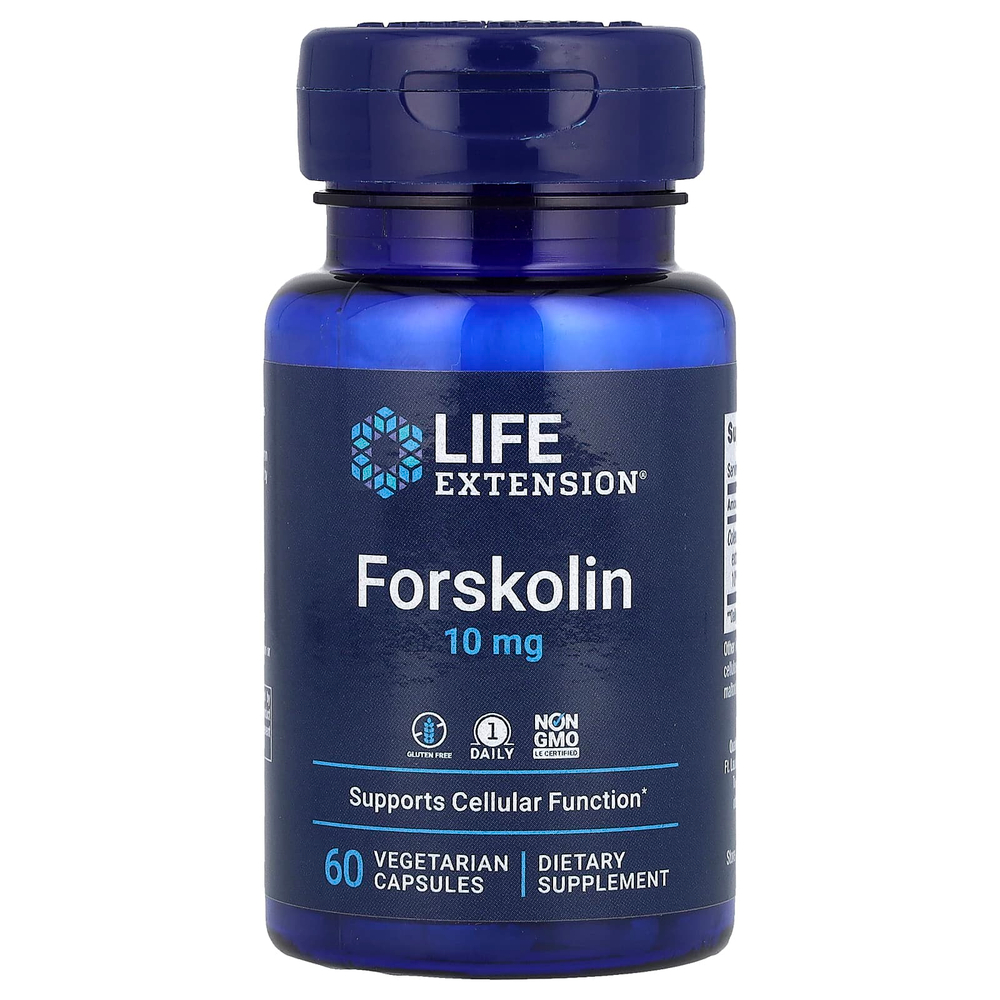 Life Extension, форсколин, 10 мг, 60 вегетарианских капсул