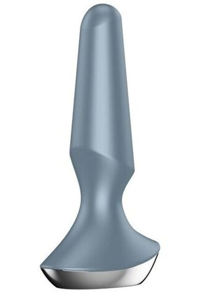 Серая анальная пробка с вибрацией Satisfyer Plug-ilicious 2 - 14 см.
