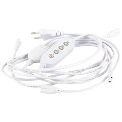 Разветвитель сетевой для линейных светильников ЭРА 4х IEC C7 2pin+timer на 4 точки с таймером 4, 8, 12H 2 м | Аксессуары для фито светильников