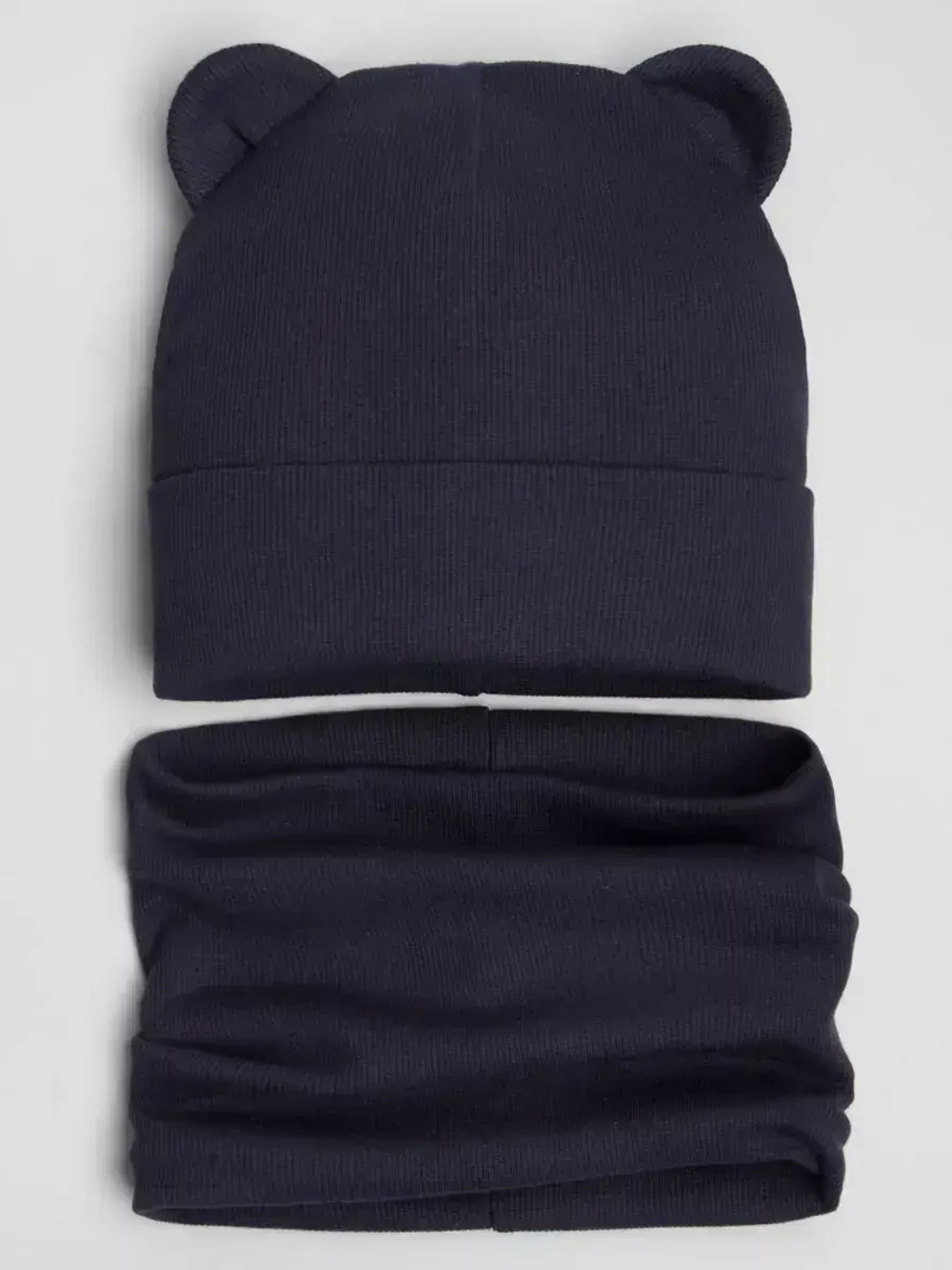 Шапка детская осенняя с ушками и снуд