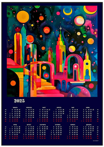 Дом среди звёзд. Серия: Иные миры — иные Галактики. Календарь-постер А1 в алюминиевой раме на 2025 год