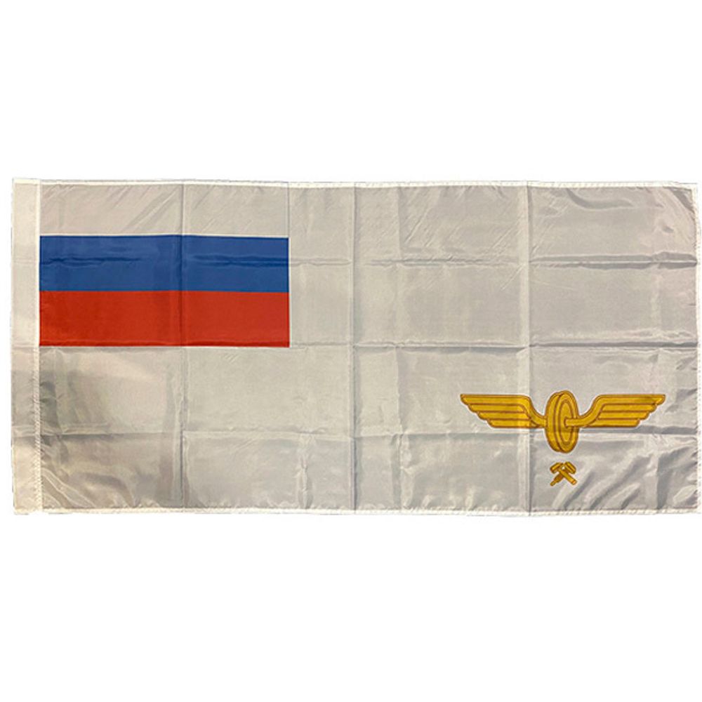 Флаг МПС (белое поле, флаг РФ, эмблема МПС) (70х140 см)