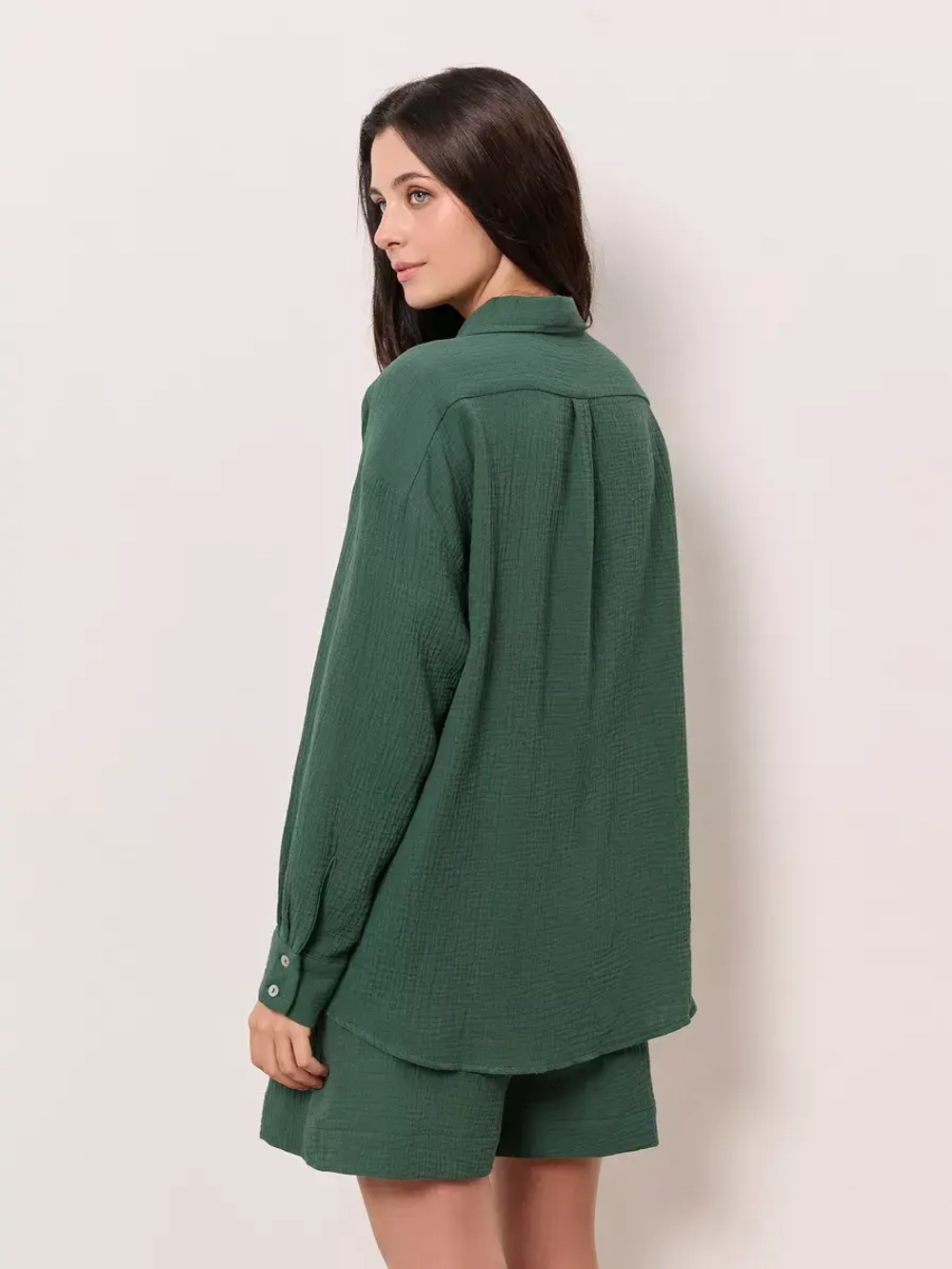 Костюм - пижама с шортами из муслина домашний оверсайз