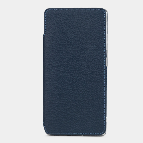 Чехол-книжка для Samsung Galaxy S25 Ultra из кожи теленка, синего цвета