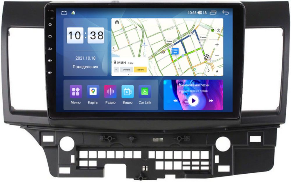 Магнитола для Mitsubishi Lancer X 2007-2016 - Parafar PF970LUX1UHD на Android 13, QLED, ТОП процессор, 8Гб+128Гб, CarPlay, 4G SIM-слот
