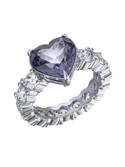 Кольцо с кварцем и фианитами