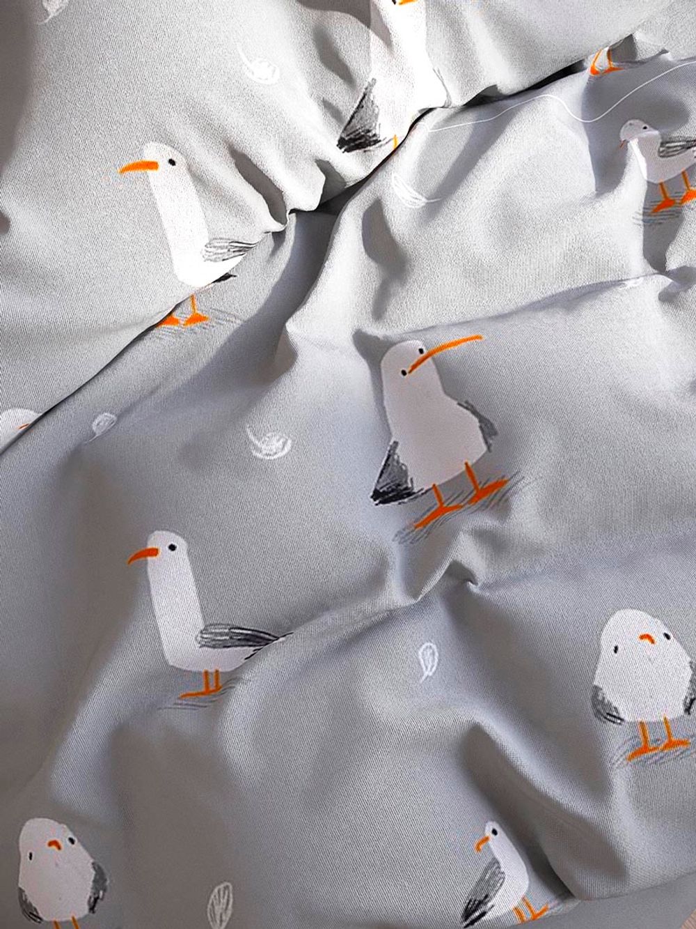 Постельное белье сатин Milky Garden "Seagull" 1,5-сп Наволочка 50х70 см 1 шт Простынь 150x215 см Пододеяльник 145x215 см