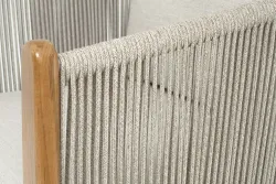 "Сидней" кресло плетеное из роупа, основание тик, каркас алюминий бежевый, роуп бежевый, ткань бежевая