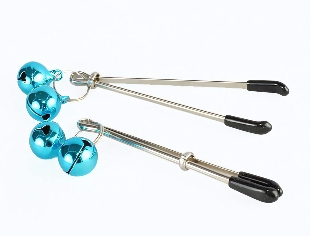 Зажимы на соски с колокольчиками на конце (Цвет: серебристый)