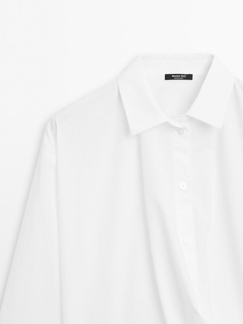 Massimo Dutti Рубашка из 100% хлопка асимметричного кроя, кремовый