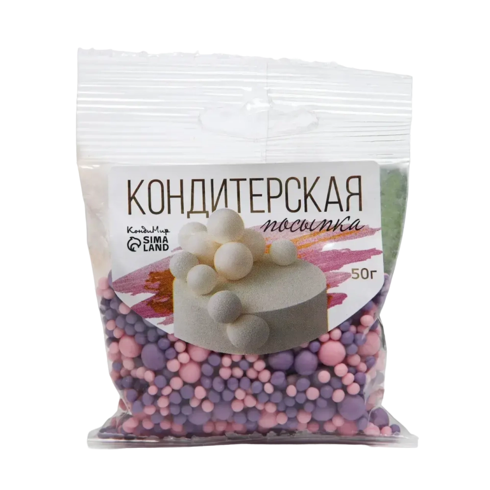 Посыпка кондитерская в цветной глазури "Розовая, сиреневая", 50 г