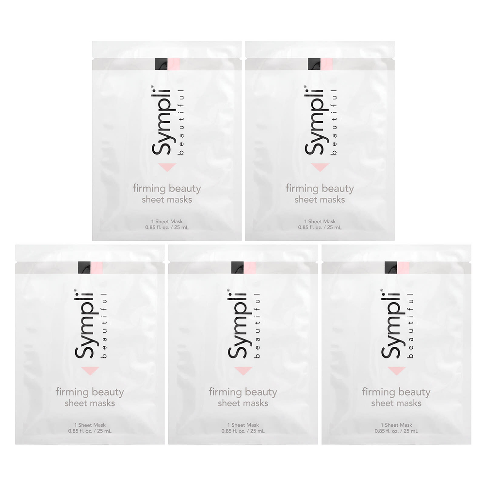 Sympli Beautiful, подтягивающая тканевая маска, 5 шт., 25 мл (0,85 жидк. унции) каждая