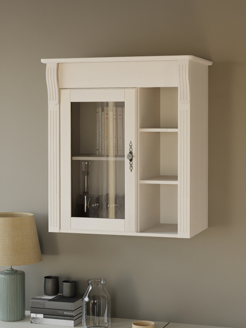 Шкаф навесной Сюзанна, деревянный, белый