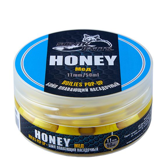 Бойлы насадочные плавающие Sonik Baits 11мм HONEY Fluo Pop-ups 50мл (Мед)