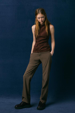 ZARA ТОП ИЗ ИСКУССТВЕННОЙ ЗАМШИ, КОРИЧНЕВЫЙ