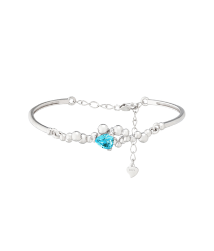 Браслет из серебра со вставкой из фианитов цвета параиба