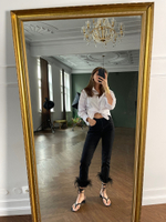 Джинсы момс с декоративным манжетом