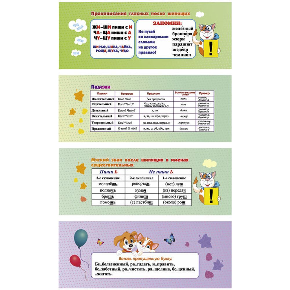 Веер учебный Русский язык 1-4 классы, картон, 32л.