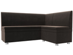 Диван кухонный угловой Уют правый угол, Коричневый, Велюр, 109624