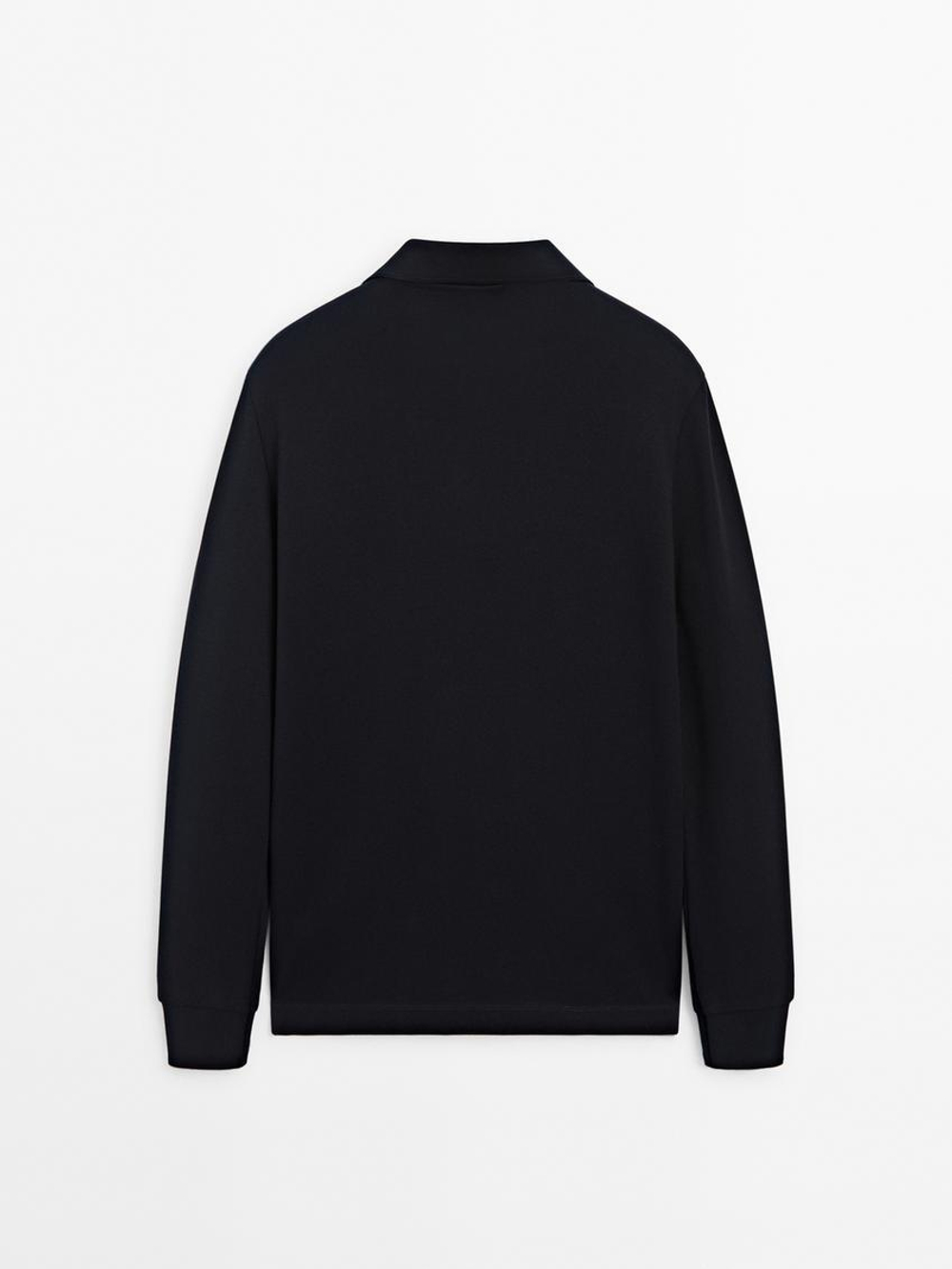 Massimo Dutti Поло с пуговицами, темно-синий